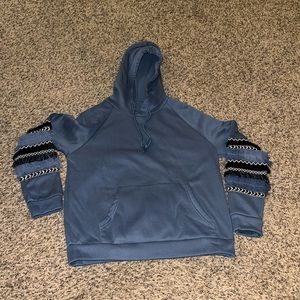 DUSTY BLUE SWEATSHIRT WITH RUFFLES